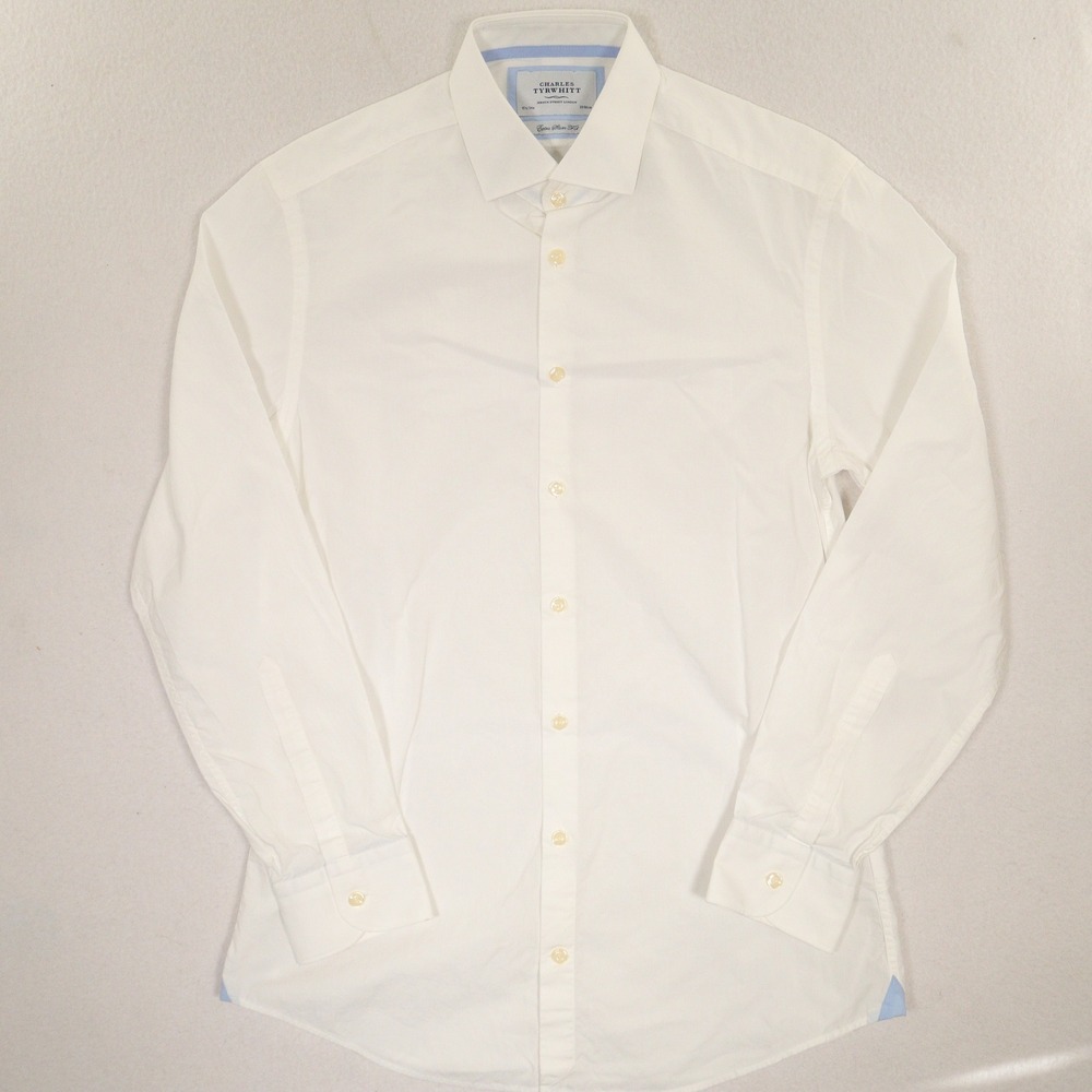 Charles Tyrwhitt Button Up Shirt Extra Slim Fit Cutaway Collar White Men 15.5/34 - Picture 3 of 8